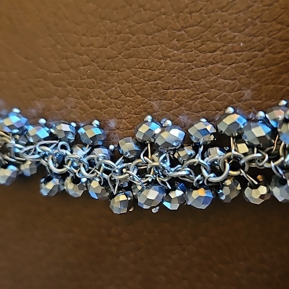 VTG Silver Mirror Crystal Cluster Bead Chainmaille Formal Castlecore Necklace - Picture 6 of 8